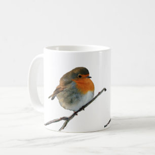 Rote Brüste europäischen Englisch-Robin-Vogels a Kaffeetasse