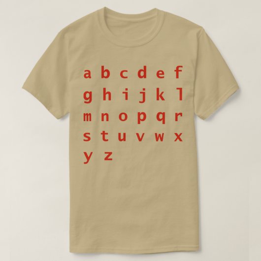 Rote Buchstaben Alphabet Typografie T-Shirt (Design vorne)