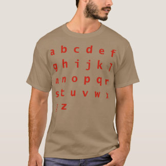 Rote Buchstaben Alphabet Typografie T-Shirt