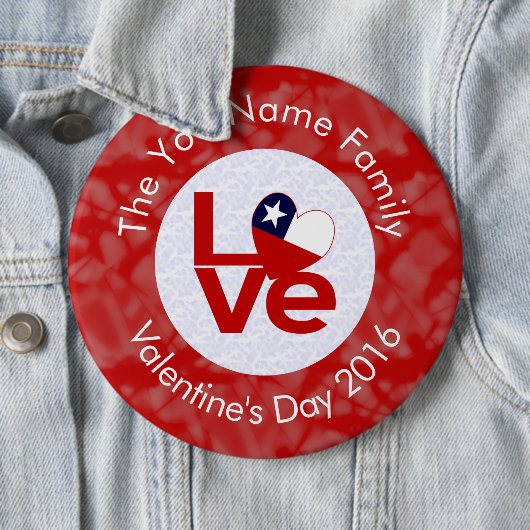 Rote Buchstaben der chilenischen Flagge - LIEBE We Button (Beispiel)