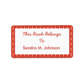 rote Buchzeichen Adressaufkleber (Vorne)