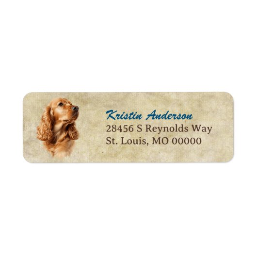 Rote Buff-Cocker-Spaniel-Porträt-Rücksendeadresse (Vorne)