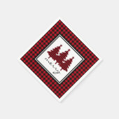 Rote Büffel-Karo-Fichten Serviette (Ecke)