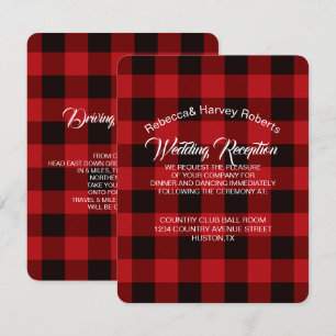 rote Büffel-Karo rustikale Winterhochzeitsfeier Einladung