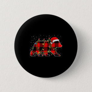 Rote Büffel-Karo Weihnachtsbaum-Licht-Bär-Pyjama Button