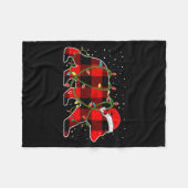Rote Büffel-Karo-Weihnachtsbaum-Licht-Bär-Pyjama Fleecedecke (Vorderseite (Horizontal))