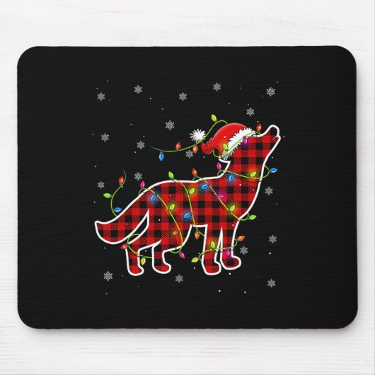 Rote Büffel-Karo-Wolfs-Weihnachtsmann-Weihnachts-P Mousepad (Vorne)