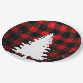 Rote Büffel-Weihnachts-Papierplatten Pappteller (Schrägansicht)