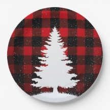 Rote Büffel-Weihnachts-Papierplatten