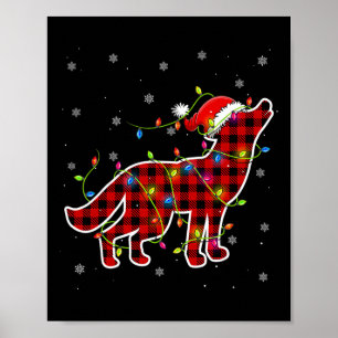 Rote Büffelkarierte-Wolf-Weihnachtsmann-Weihnachts Poster