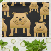 Rote Bulldoggen auf Schwarzem Handtuch (Gefaltet)