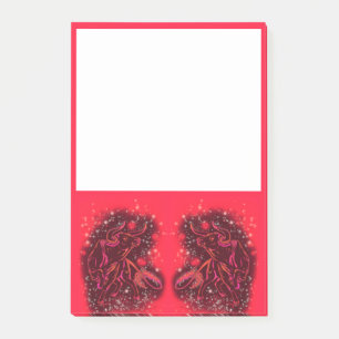 Rote Bullen laufen in der frühen Nacht Post-it Klebezettel