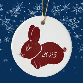 Rote Bunnies 2025 Keramik Ornament