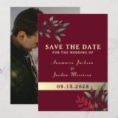 Rote Burgunder-Hochzeit Save The Date (Vorne/Hinten)