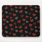 Rote Burgunder Silber Glitter Herzen auf Schwarz Mousepad (Vorne)