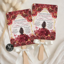 Rote Burgunder- und Gold-Blumenrosen Quinceañera