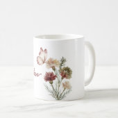 Rote Burgunder Weiße Schmetterlingsblumen Kaffeetasse (VorderseiteRechts)