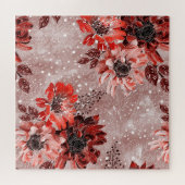 Rote, burgunderrote Blumen. Puzzle (Horizontal)