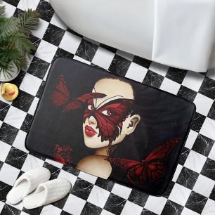 Rote Butterfly-Maskenball-Frau Gothic Fantasy Badematte