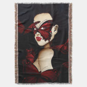 Rote Butterfly-Masquerade-Frau Gothic Fantasy Decke (Vorderseite Vertikal)