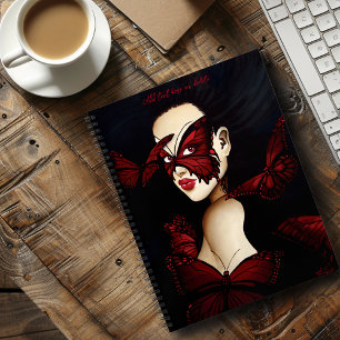 Rote Butterfly-Masqueraden-Frau Gothic Fantasy Notizblock