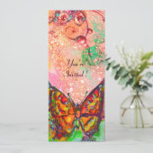 ROTE BUTTERFLY PINK FUCHSIA GOLD Floral Sweet 16 Einladung (Stehend Vorderseite)