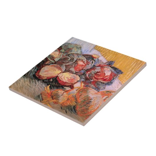 Rote Cabbages und Onions von Vincent van Gogh Fliese (Seite)