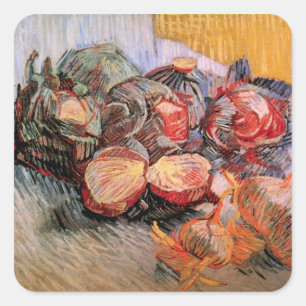 Rote Cabbages und Onions von Vincent van Gogh Quadratischer Aufkleber