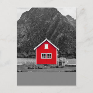 Rote Cabin House Pop Landschaftsfotografie Postkarte