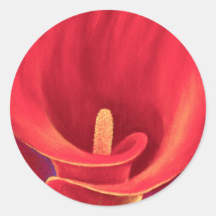 Rote Cala-Lilien-tropische Blumen-Kunst - multi Runder Aufkleber