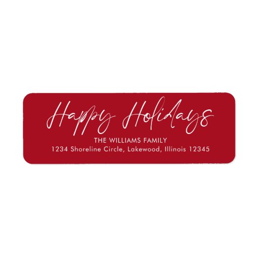Rote Calligrafie Happy Holidays Rücksendeadresse (Vorne)