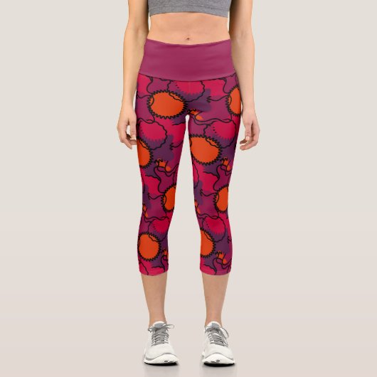 Rote Camouflage Capri Leggings (Vorderseite)
