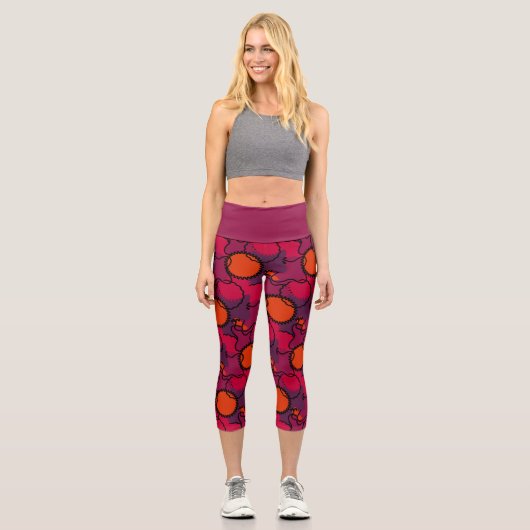 Rote Camouflage Capri Leggings (Vorderseite)