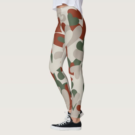 Rote Camouflage Herz Gemustert | LEGGINGS (Links)