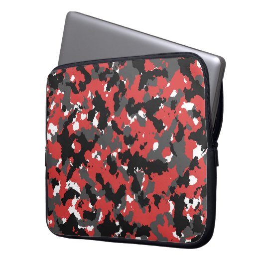 Rote Camouflage Laptopschutzhülle (Vorderseite Links)