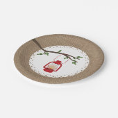 Rote Campings-Laterne - Leinwand inspiriert Pappteller (Schrägansicht)