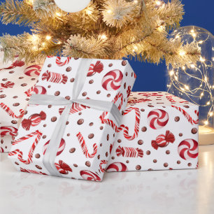 Rote Candy Cane Toffee Schokolade Festive Feiertag Geschenkpapier