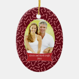 Rote candycanes Weihnachtsfeiertags-Fotoverzierung Keramik Ornament