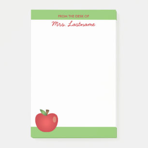 Rote Cartoon-Apfel mit individuellem Namen Post-it Klebezettel