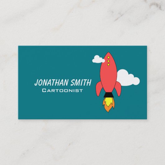 Rote Cartoonrakete Visitenkarte (Vorderseite)
