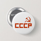 Rote CCCP Hammer und Sichel Button (Vorne & Hinten)