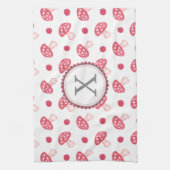 Rote Champignons in Monogramm Küchentuch (Vertikal)