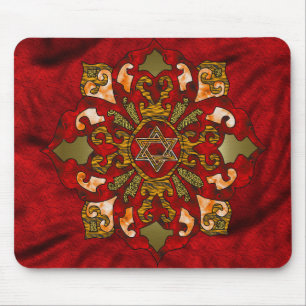 Rote Chanukka-Mandala Mousepad