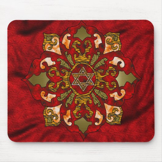 Rote Chanukka-Mandala Mousepad (Vorne)