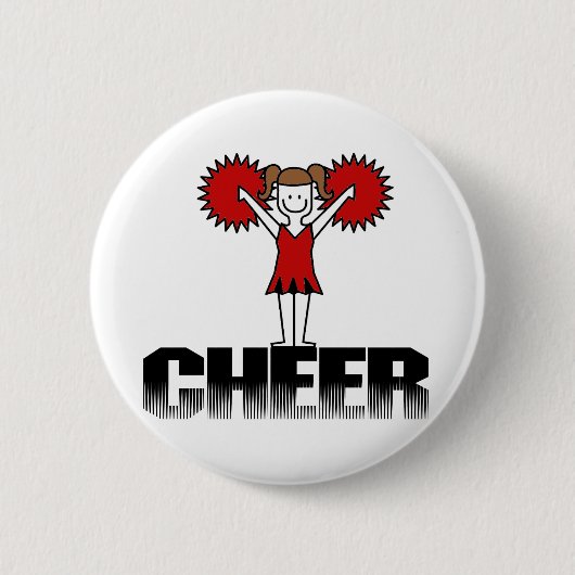 Rote Cheerleader-T - Shirts und Geschenke Button (Vorderseite)