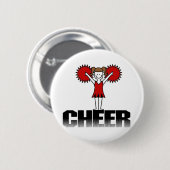 Rote Cheerleader-T - Shirts und Geschenke Button (Vorne & Hinten)