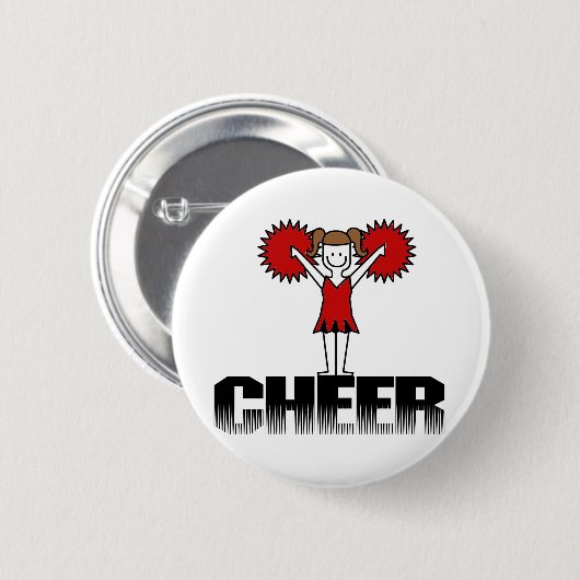 Rote Cheerleader-T - Shirts und Geschenke Button (Vorne & Hinten)