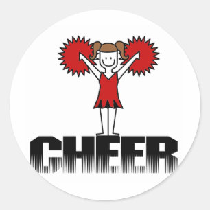 Rote Cheerleader-T - Shirts und Geschenke Runder Aufkleber