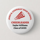Rote Cheerleaderin der High School personalisiert Button (Vorderseite)