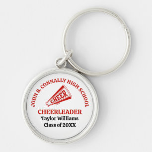 Rote Cheerleaderin der High School personalisiert Schlüsselanhänger